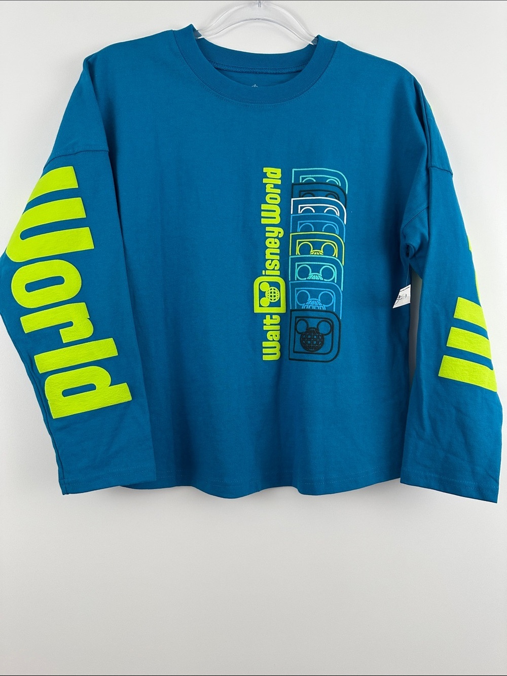 NWT Disney World Spirit Jersey Kids XL Teal Long Sleeve Graphic Logo